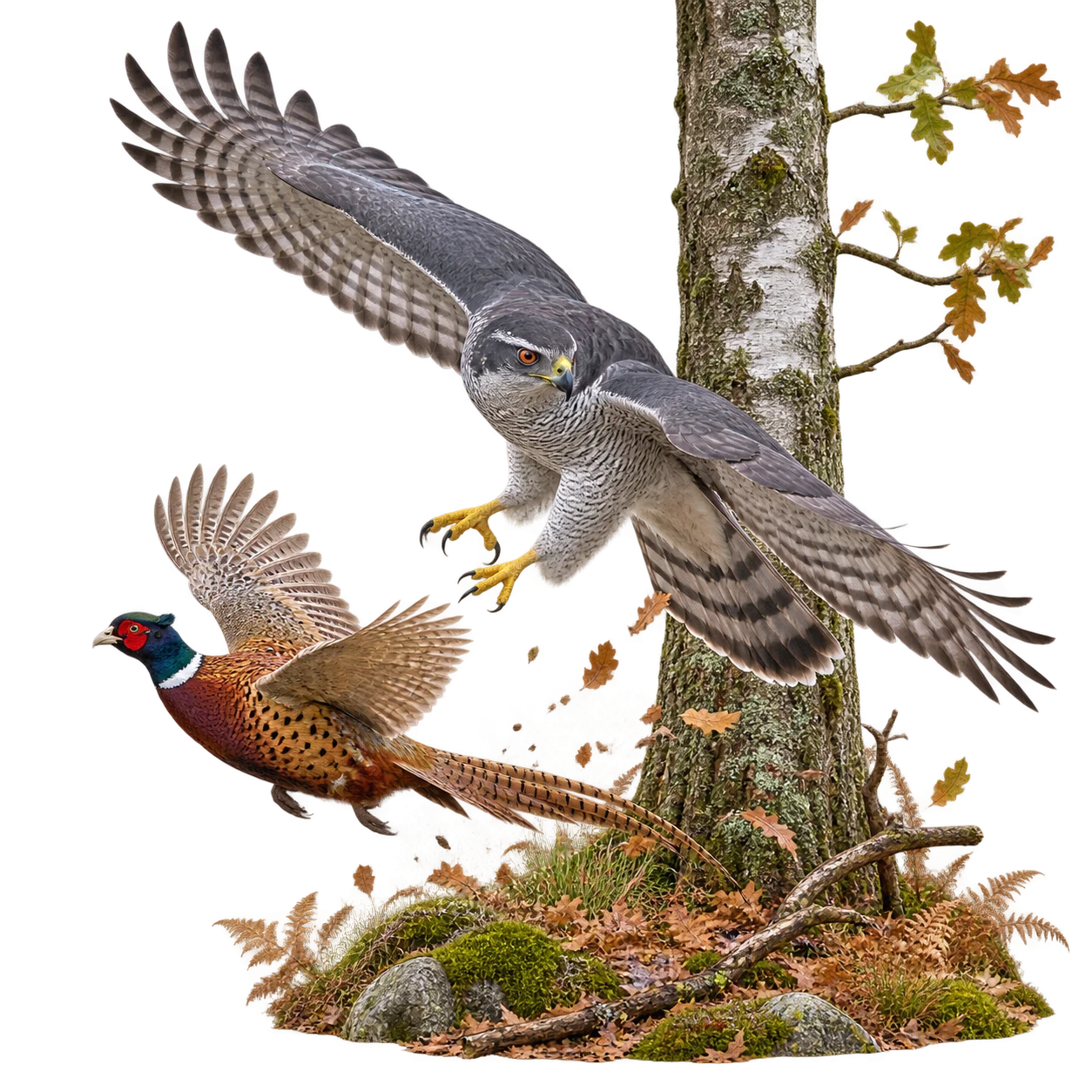 Eurasian Goshawk: Ambush hunting · Scavenging