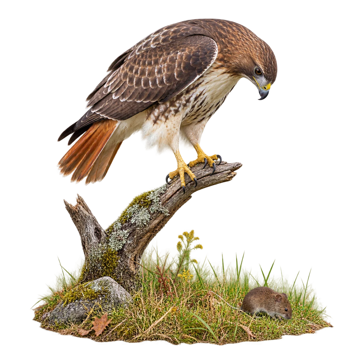 Red-tailed Hawk: Perch hunting · Scavenging