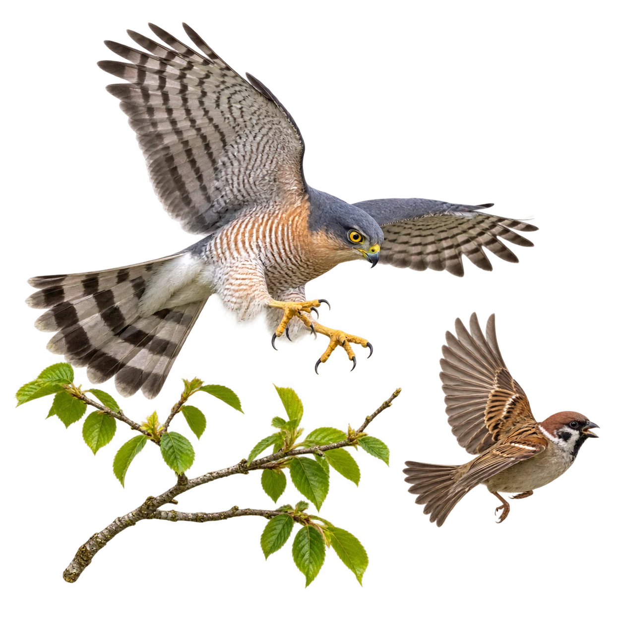 Eurasian Sparrowhawk: Ambush hunting · Pursuit
