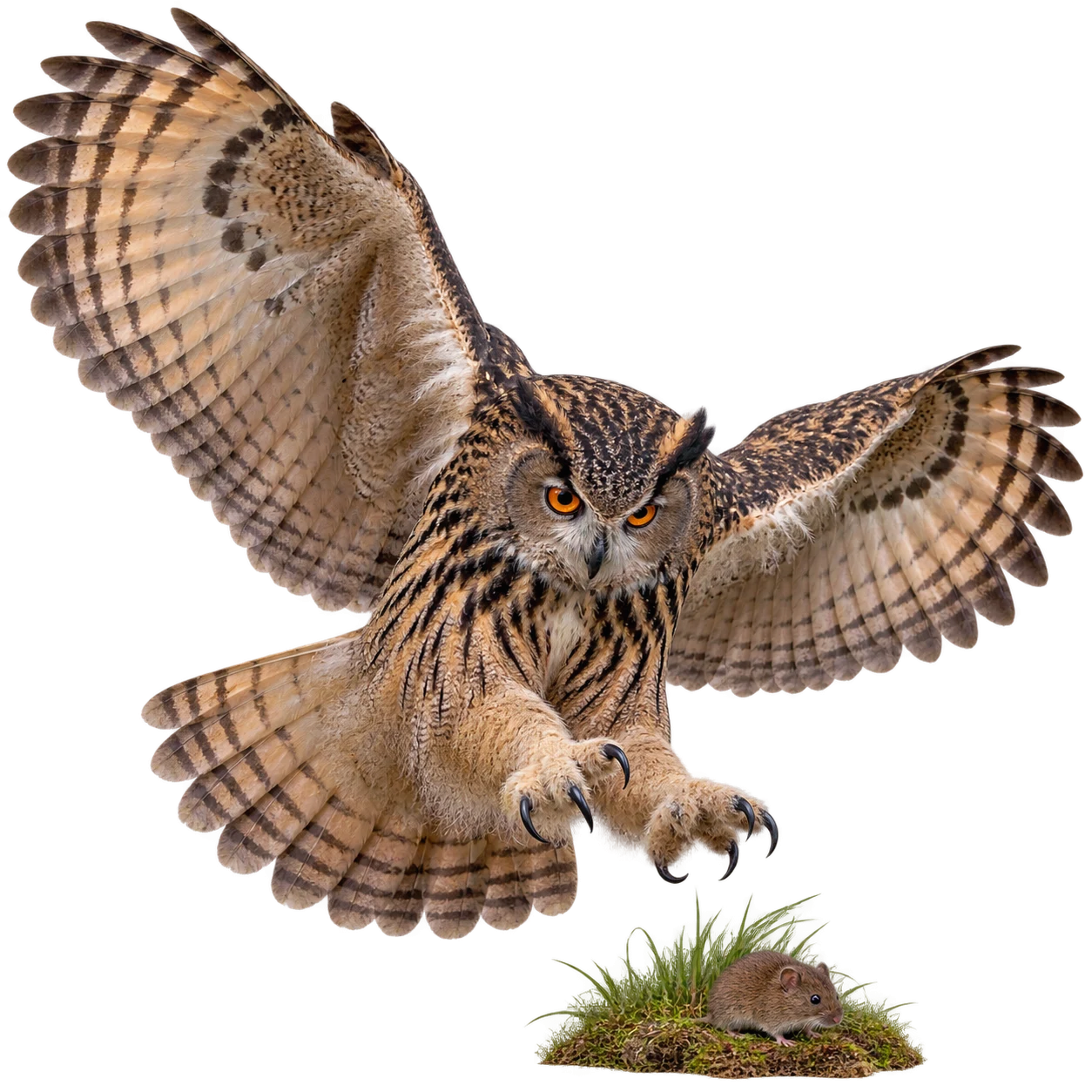 Eurasian Eagle-Owl: Perch hunting · Search flight · Silent flight