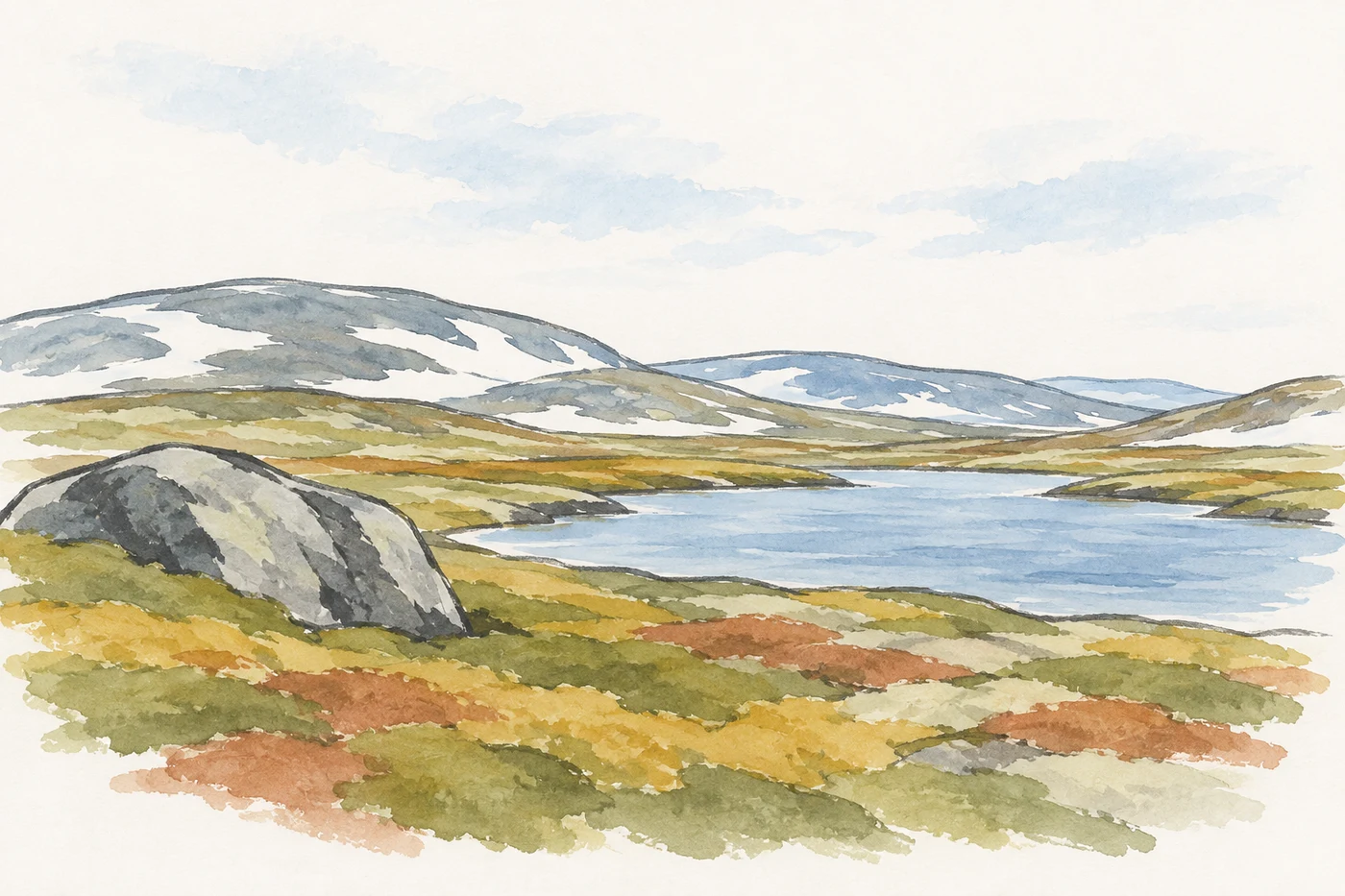 Treeless Arctic landscape with low vegetation