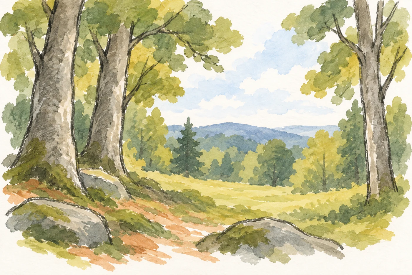Old mixed broadleaf forest with clearings and forest edges